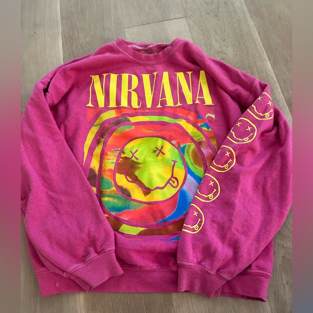 Hot pink Nirvana crew neck